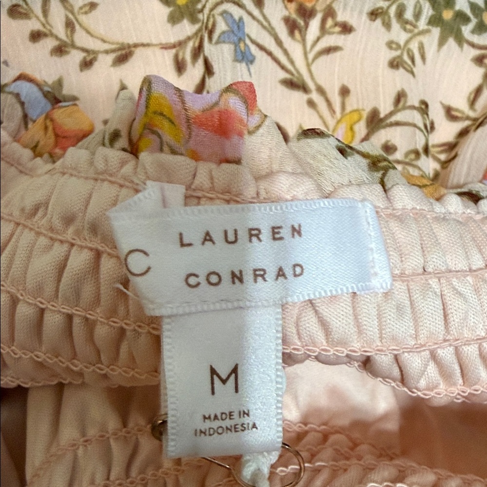 LC Lauren Conrad Peach Floral Tiered Skirt with Pink & Yellow Blooms - Picture 4 of 5